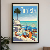 Tunisian Coastal Scene Evokes Mediterranean Leisure Travel Poster PosterGoat