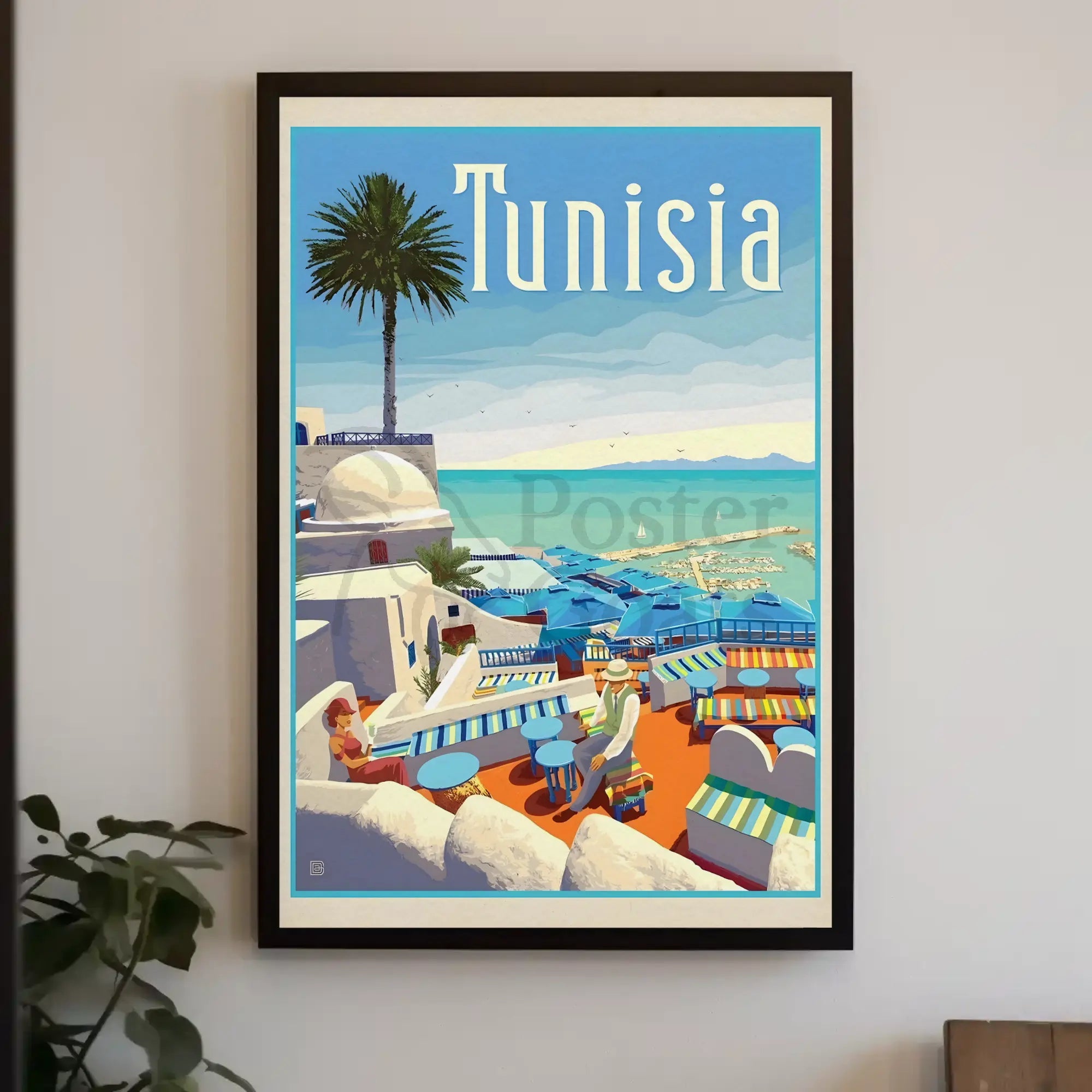 Tunisian Coastal Scene Evokes Mediterranean Leisure Travel Poster PosterGoat