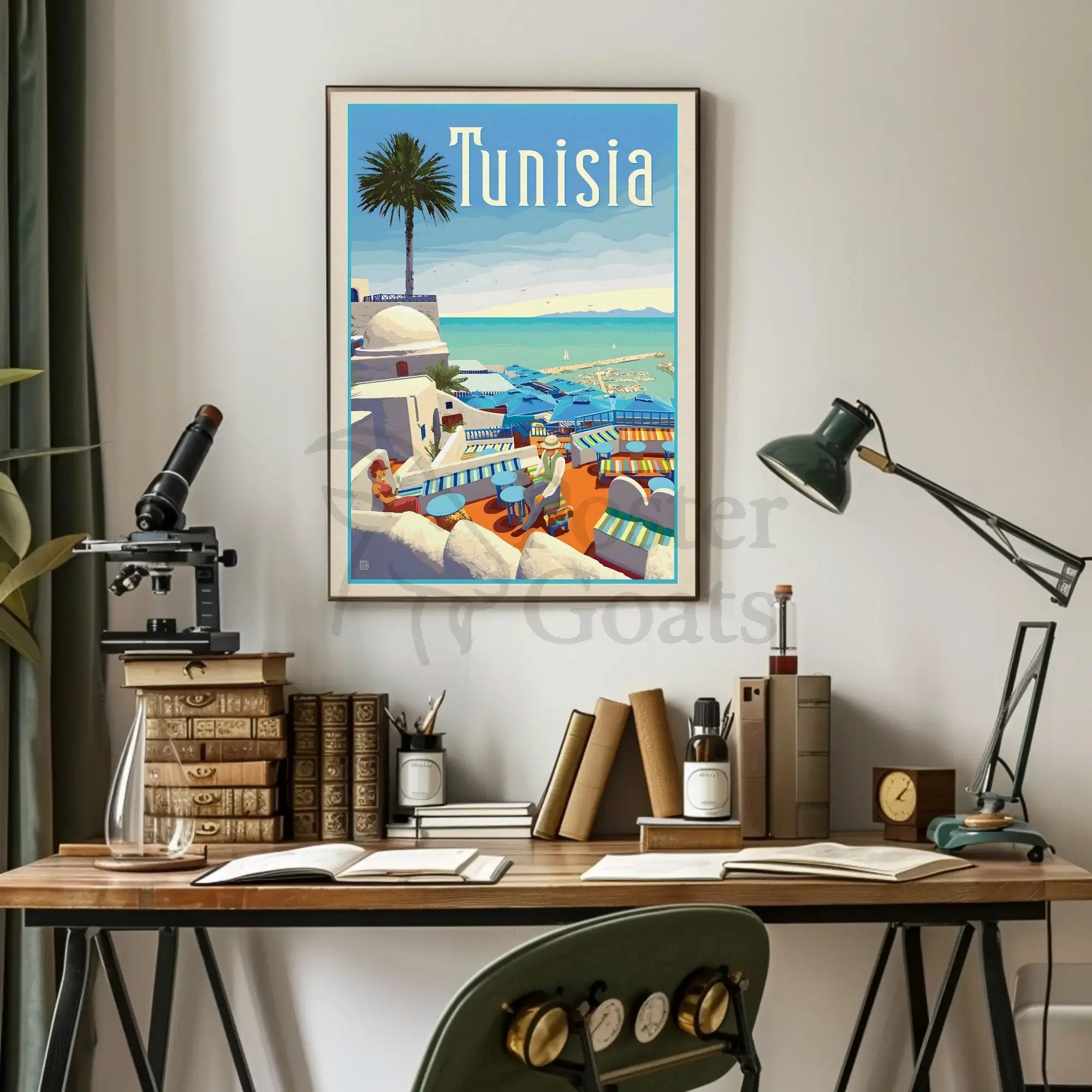 Tunisian Coastal Scene Evokes Mediterranean Leisure Travel Poster PosterGoat