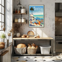 Tunisian Coastal Scene Evokes Mediterranean Leisure Travel Poster PosterGoat