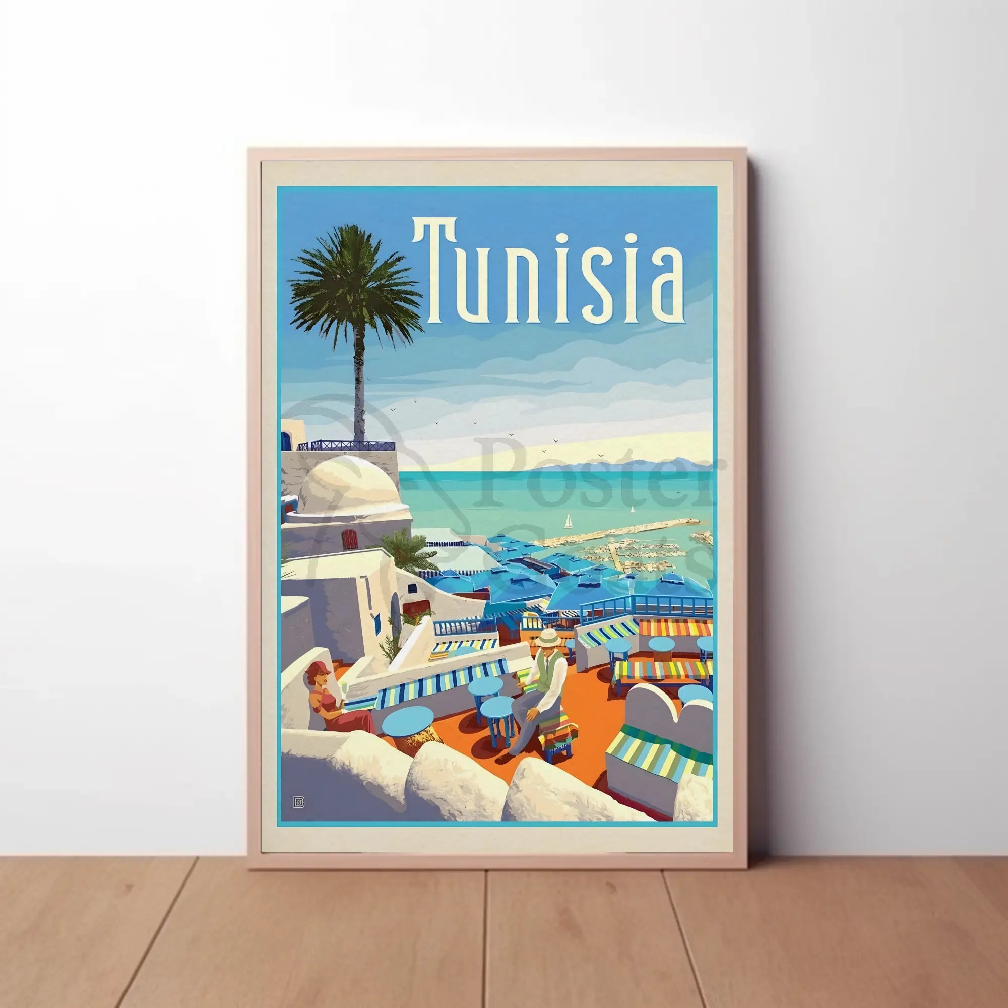 Tunisian Coastal Scene Evokes Mediterranean Leisure Travel Poster PosterGoat