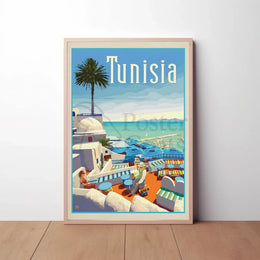 Tunisian Coastal Scene Evokes Mediterranean Leisure Travel Poster PosterGoat