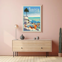Tunisian Coastal Scene Evokes Mediterranean Leisure Travel Poster PosterGoat