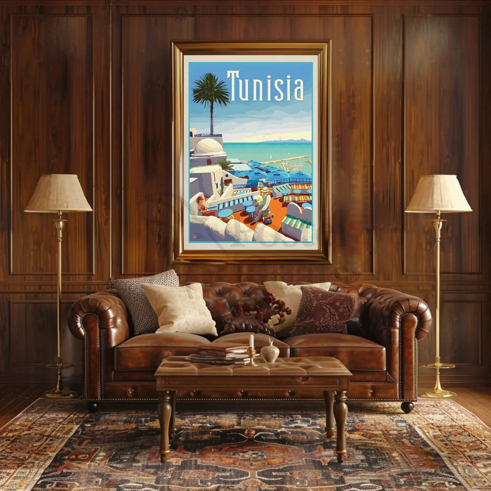 Tunisian Coastal Scene Evokes Mediterranean Leisure Travel Poster PosterGoat