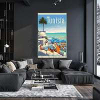 Tunisian Coastal Scene Evokes Mediterranean Leisure Travel Poster PosterGoat