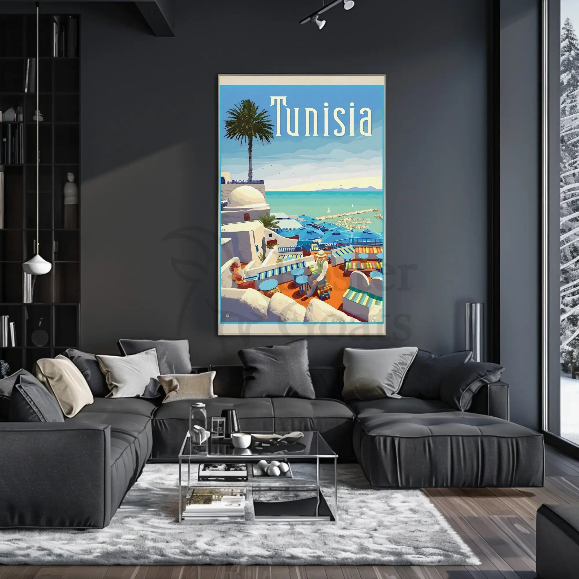 Tunisian Coastal Scene Evokes Mediterranean Leisure Travel Poster PosterGoat