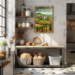 Tuscany Countryside Vintage Landscape Travel Poster PosterGoat