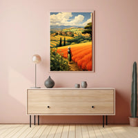 Tuscany Landscape with Woman Travel Poster PosterGoat