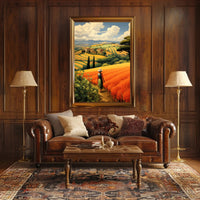 Tuscany Landscape with Woman Travel Poster PosterGoat