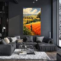 Tuscany Landscape with Woman Travel Poster PosterGoat
