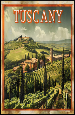 Tuscany Scenic Landscape Vintage Travel Poster PosterGoat