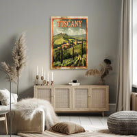 Tuscany Scenic Landscape Vintage Travel Poster PosterGoat