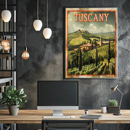 Tuscany Scenic Landscape Vintage Travel Poster PosterGoat