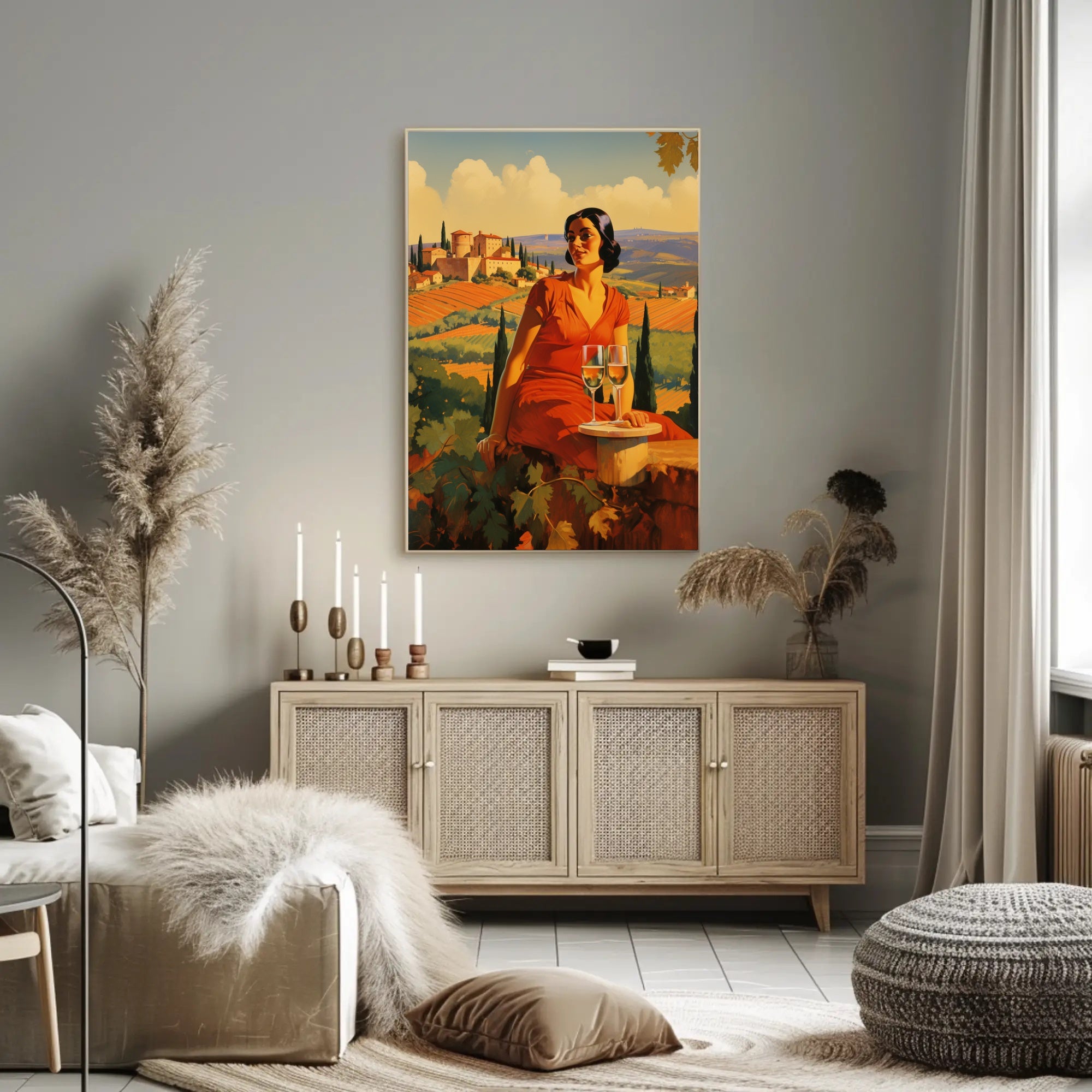 Tuscany Vineyard Romance in Travel Poster PosterGoat