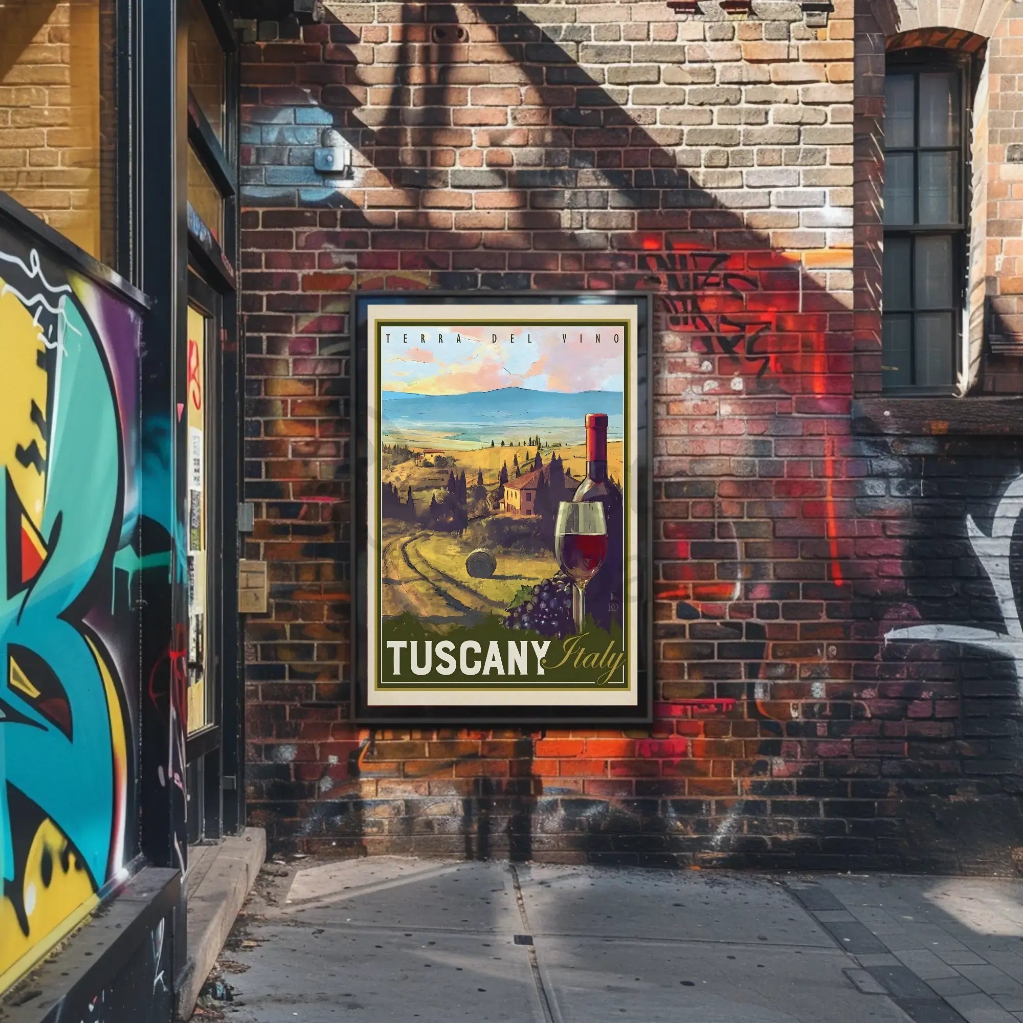 Tuscany Vintage Wine Travel Destination Poster PosterGoat