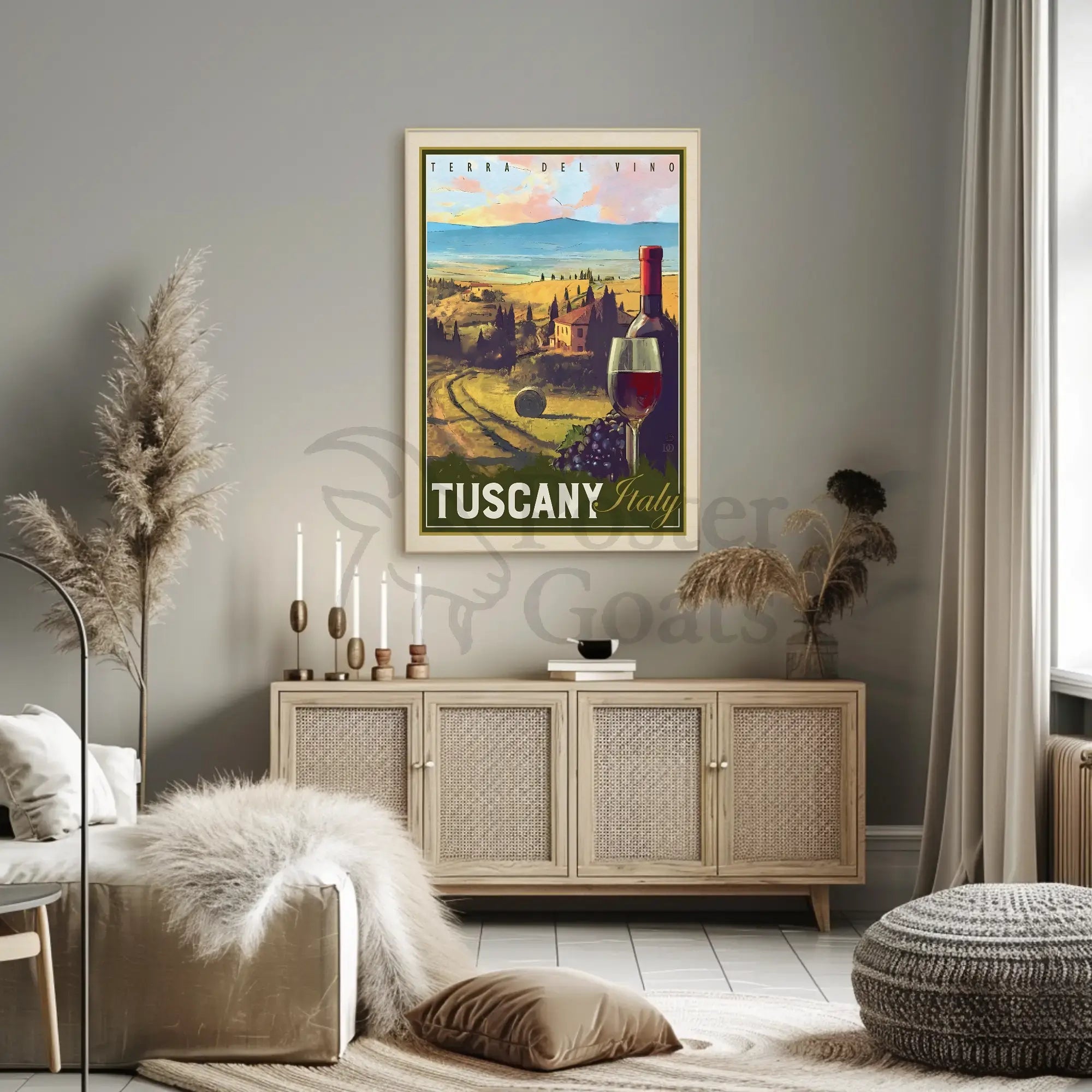 Tuscany Vintage Wine Travel Destination Poster PosterGoat