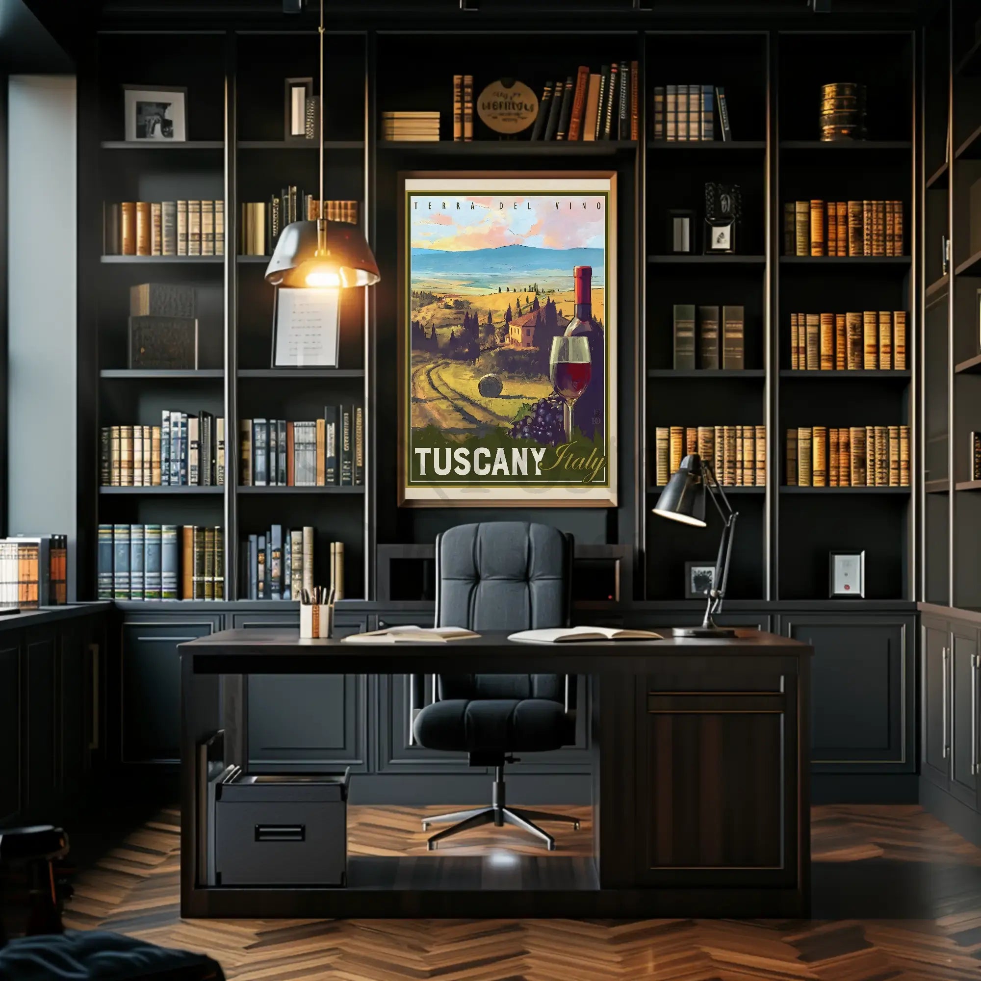 Tuscany Vintage Wine Travel Destination Poster PosterGoat