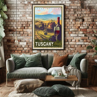 Tuscany Vintage Wine Travel Destination Poster PosterGoat