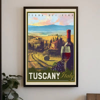 Tuscany Vintage Wine Travel Destination Poster PosterGoat