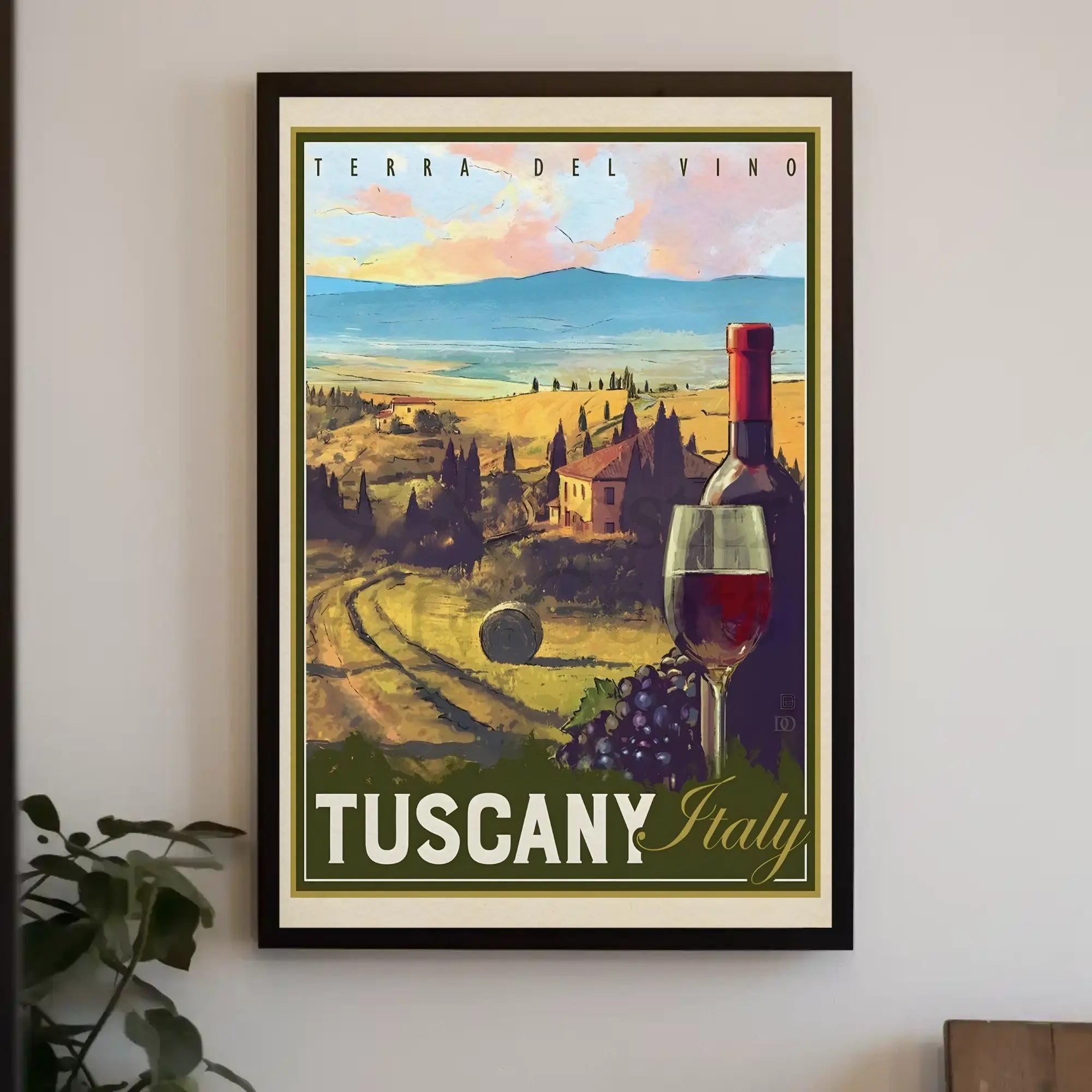 Tuscany Vintage Wine Travel Destination Poster PosterGoat