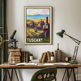 Tuscany Vintage Wine Travel Destination Poster PosterGoat