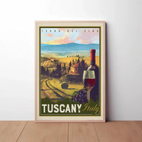 Tuscany Vintage Wine Travel Destination Poster PosterGoat