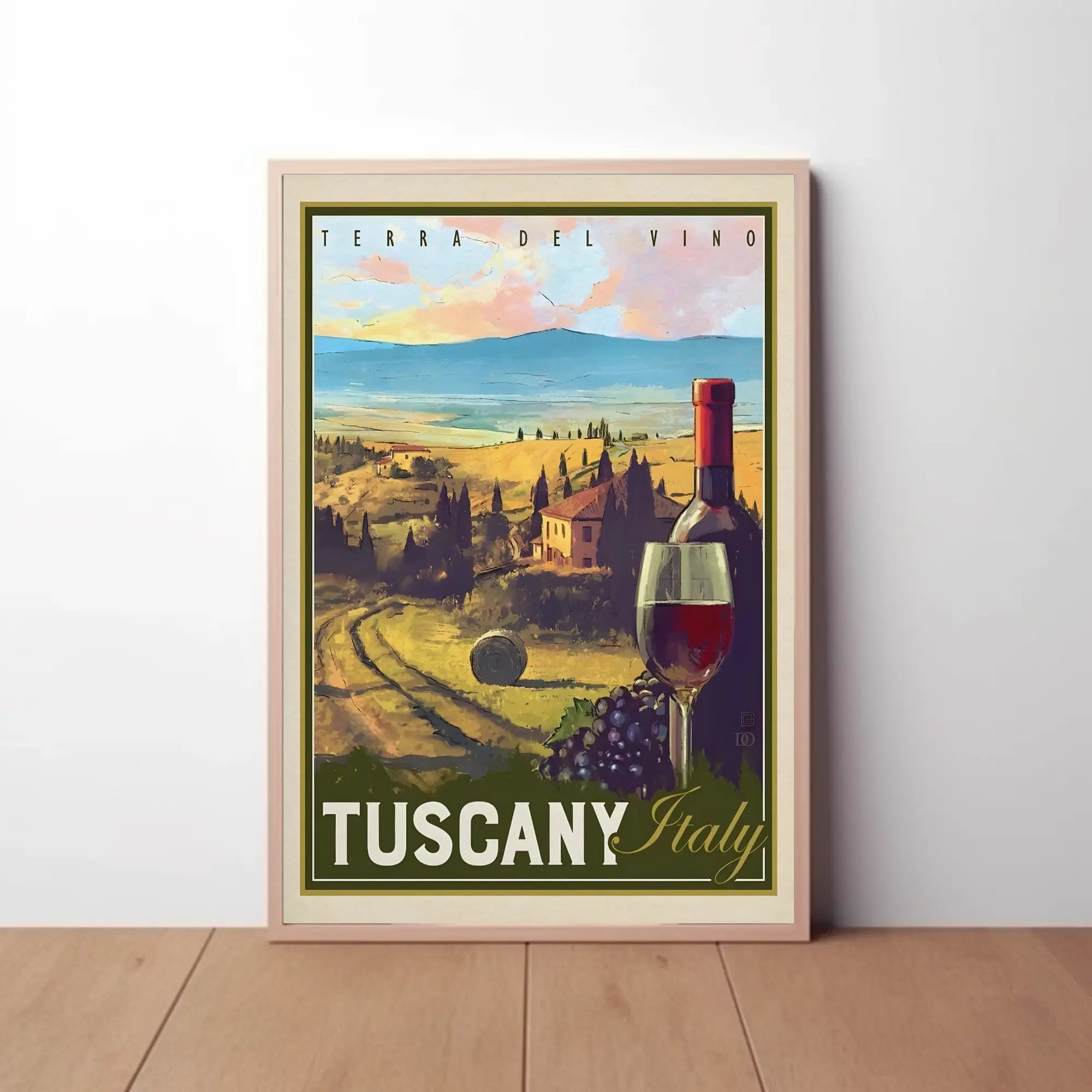 Tuscany Vintage Wine Travel Destination Poster PosterGoat