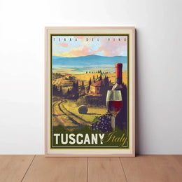 Tuscany Vintage Wine Travel Destination Poster PosterGoat