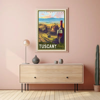 Tuscany Vintage Wine Travel Destination Poster PosterGoat
