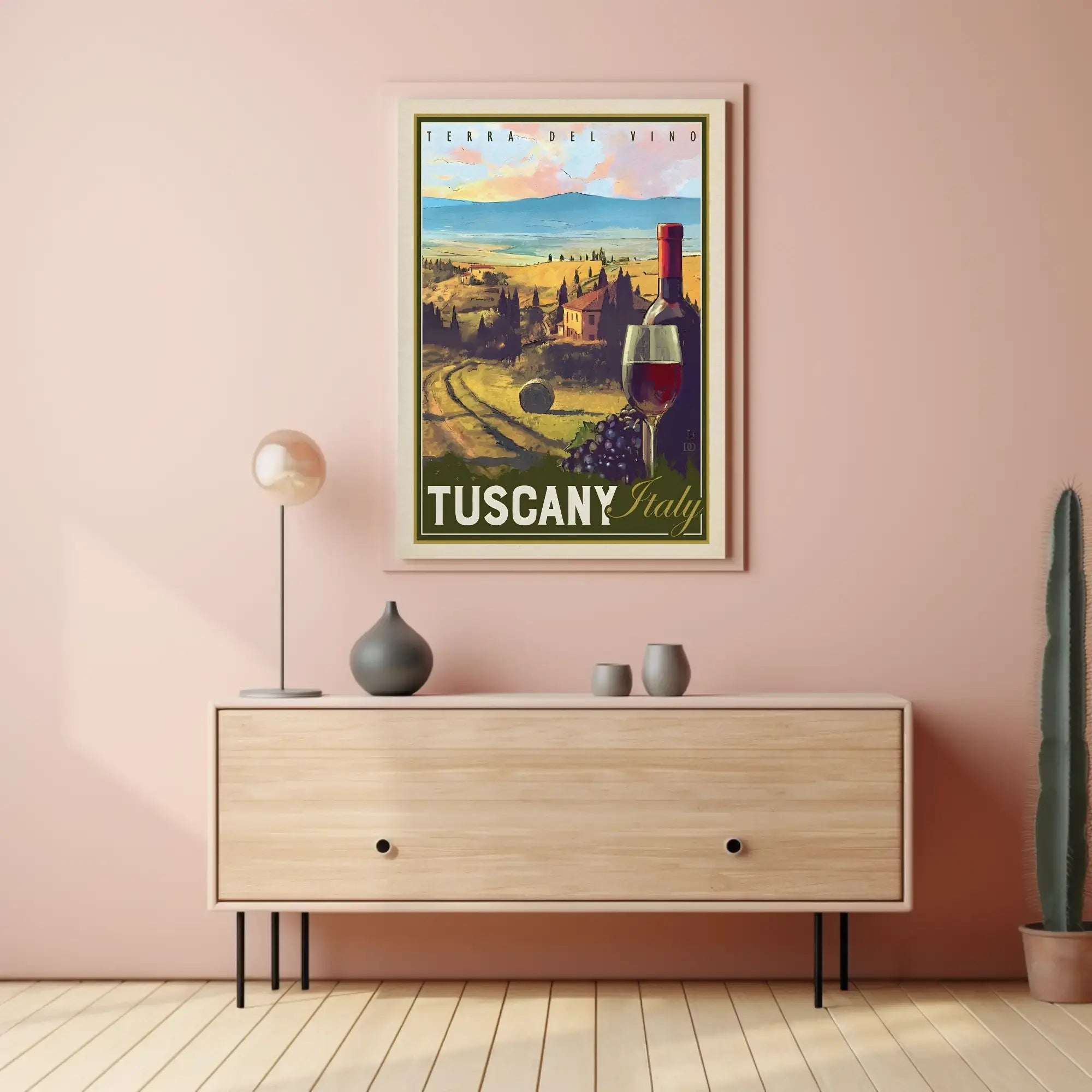 Tuscany Vintage Wine Travel Destination Poster PosterGoat