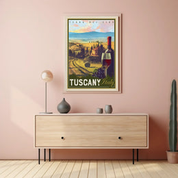 Tuscany Vintage Wine Travel Destination Poster PosterGoat