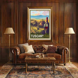 Tuscany Vintage Wine Travel Destination Poster PosterGoat