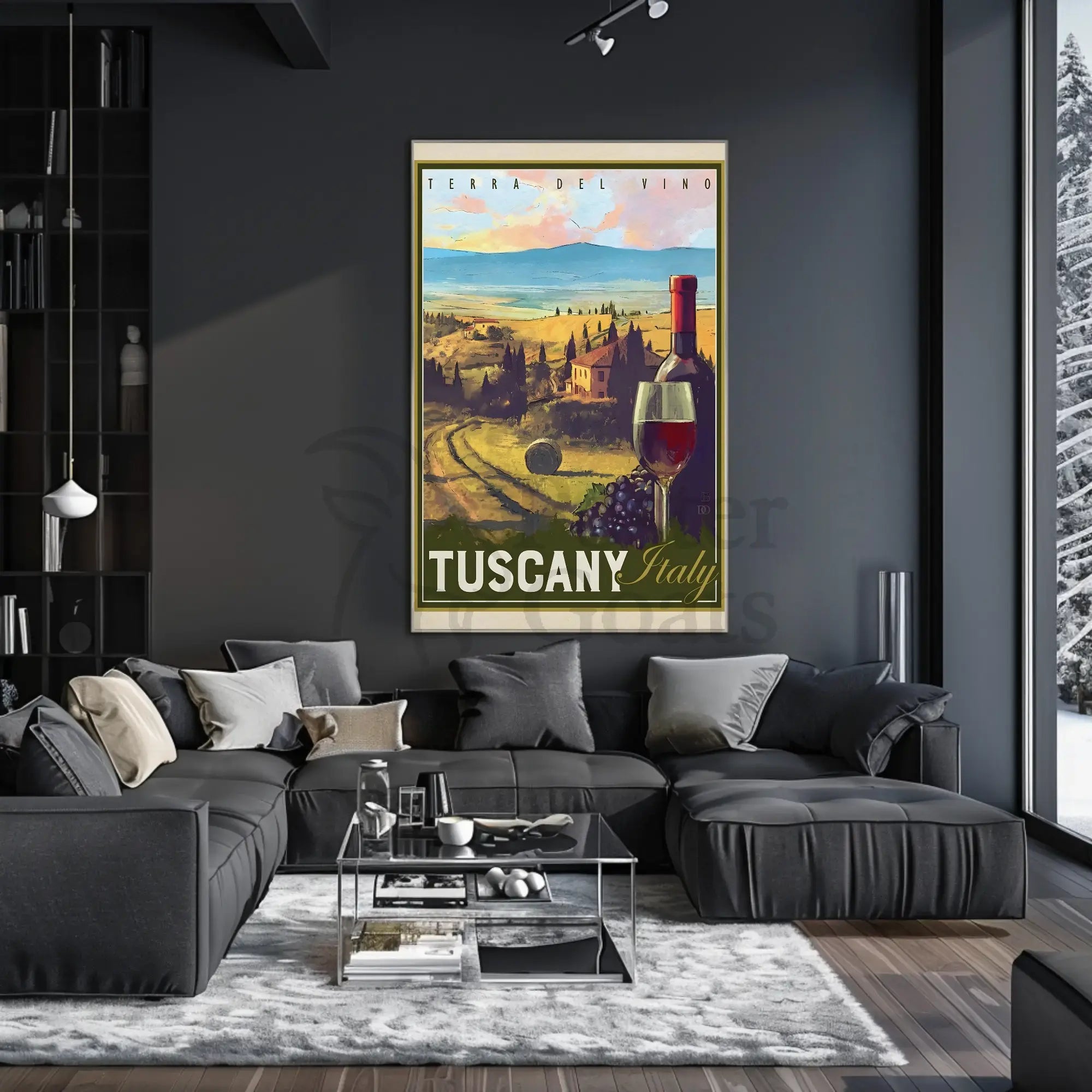 Tuscany Vintage Wine Travel Destination Poster PosterGoat