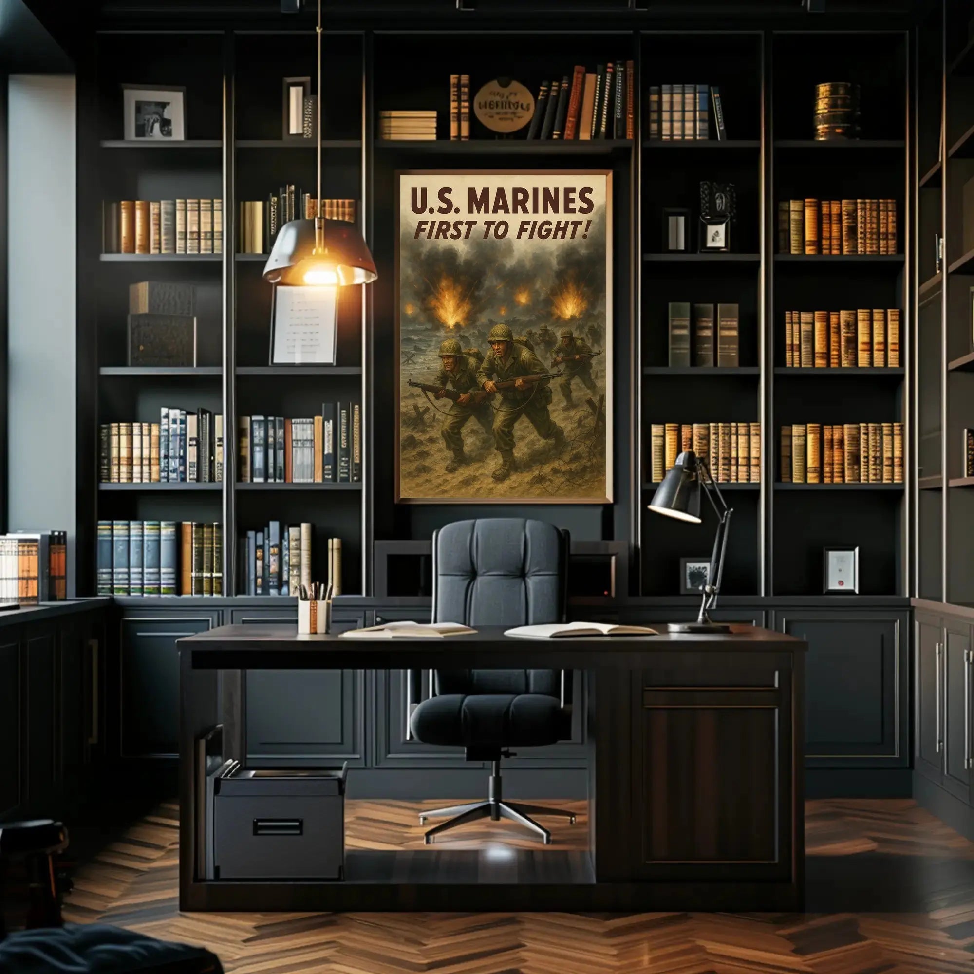 U.S. Marines Valor WWII Military Recruitment Poster PosterGoat