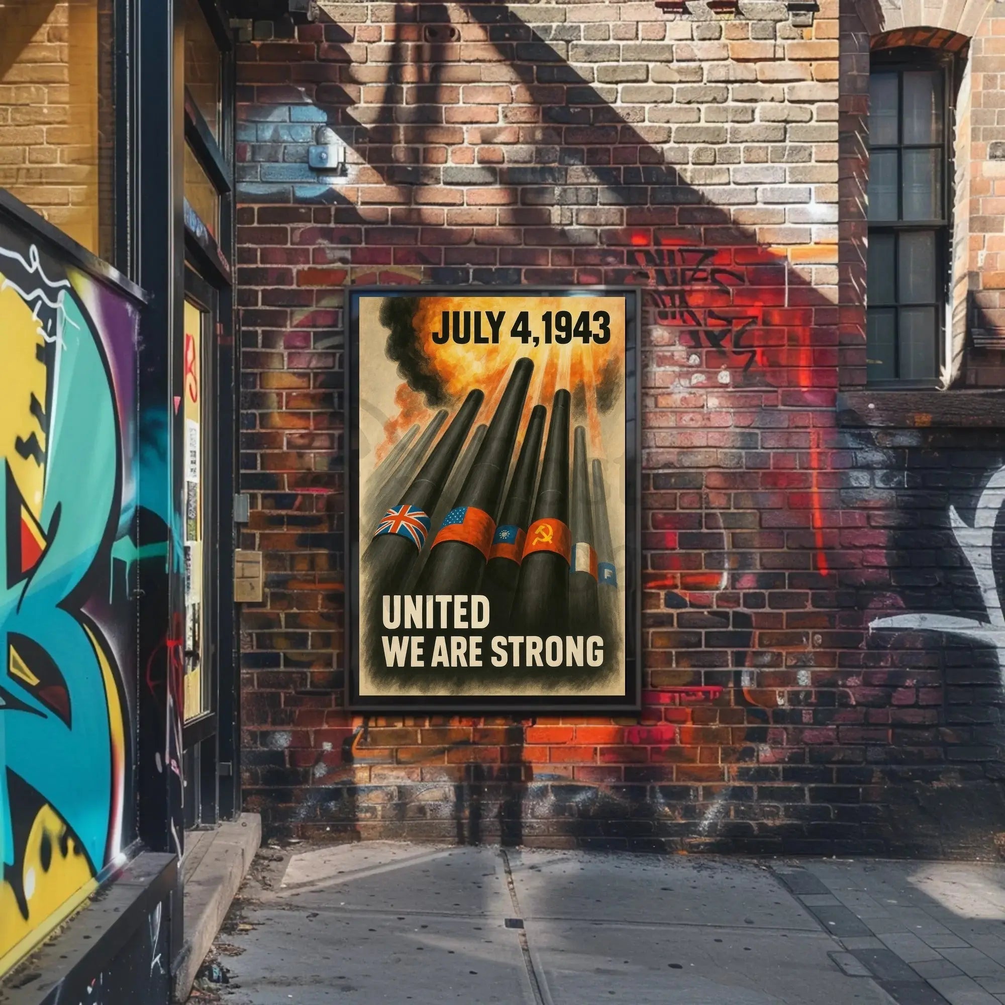 UNITED WE ARE STRONG WWII Propaganda Poster PosterGoat