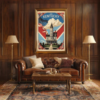 USA Kentucky Vintage House Travel Poster PosterGoat
