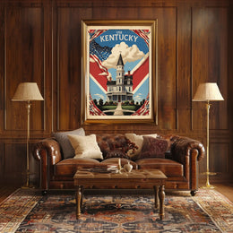 USA Kentucky Vintage House Travel Poster PosterGoat