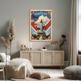USA Kentucky Vintage House Travel Poster PosterGoat