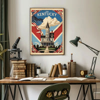 USA Kentucky Vintage House Travel Poster PosterGoat