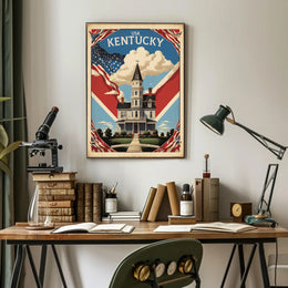 USA Kentucky Vintage House Travel Poster PosterGoat