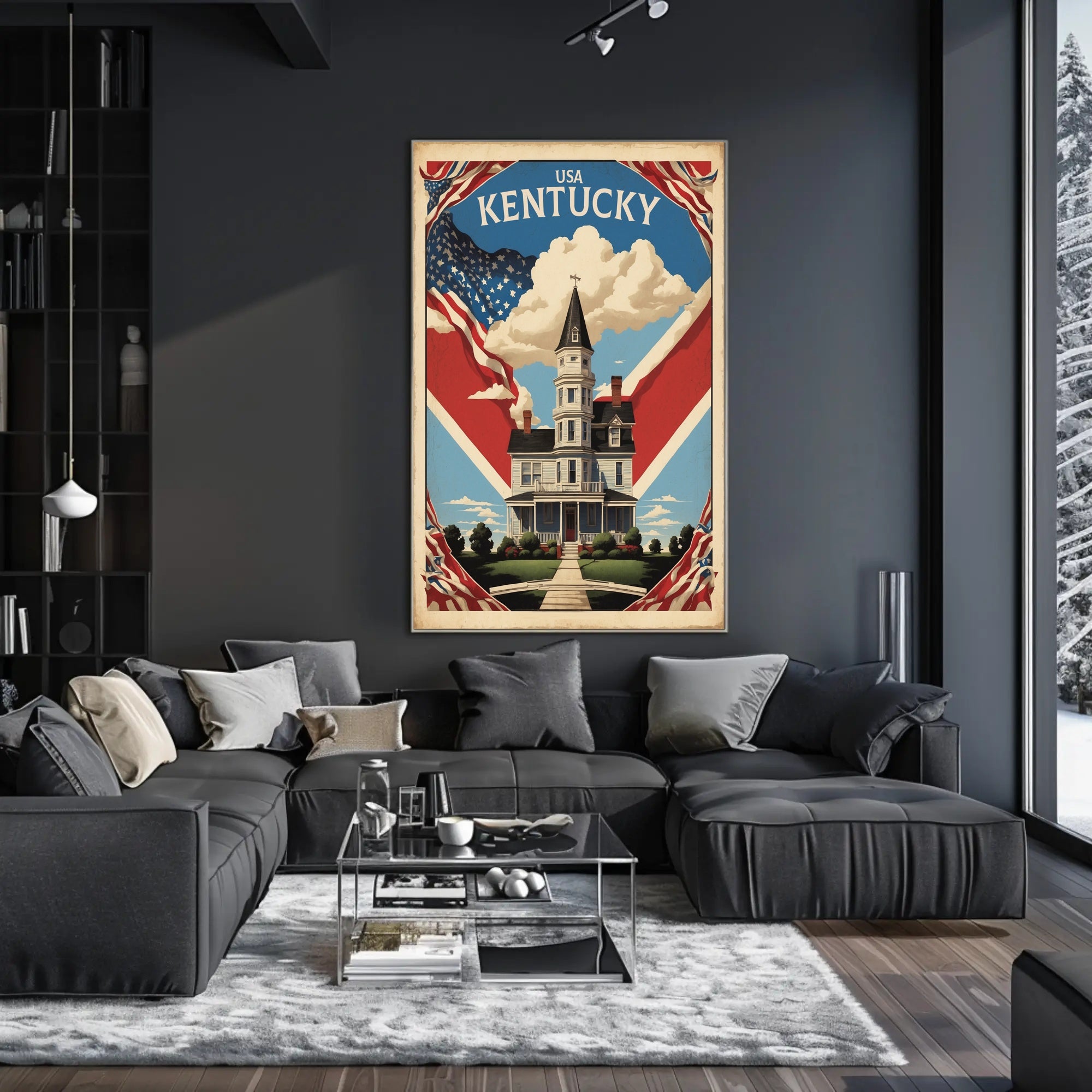 USA Kentucky Vintage House Travel Poster PosterGoat