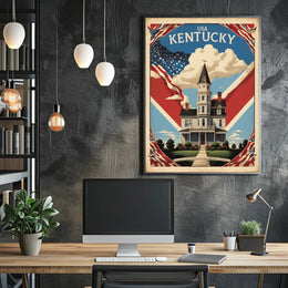 USA Kentucky Vintage House Travel Poster PosterGoat