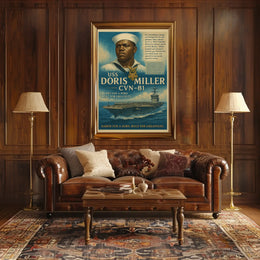 USS Doris Miller WWII Heroism Propaganda Poster PosterGoat