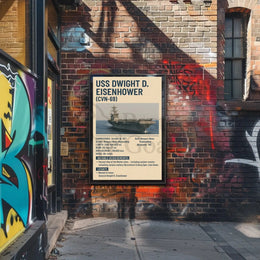 USS Dwight D. Eisenhower Nimitz-Class Aircraft Carrier Military Poster PosterGoat
