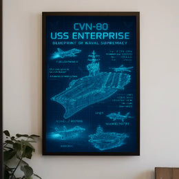 USS Enterprise CVN-80 Blueprint Military Poster PosterGoat