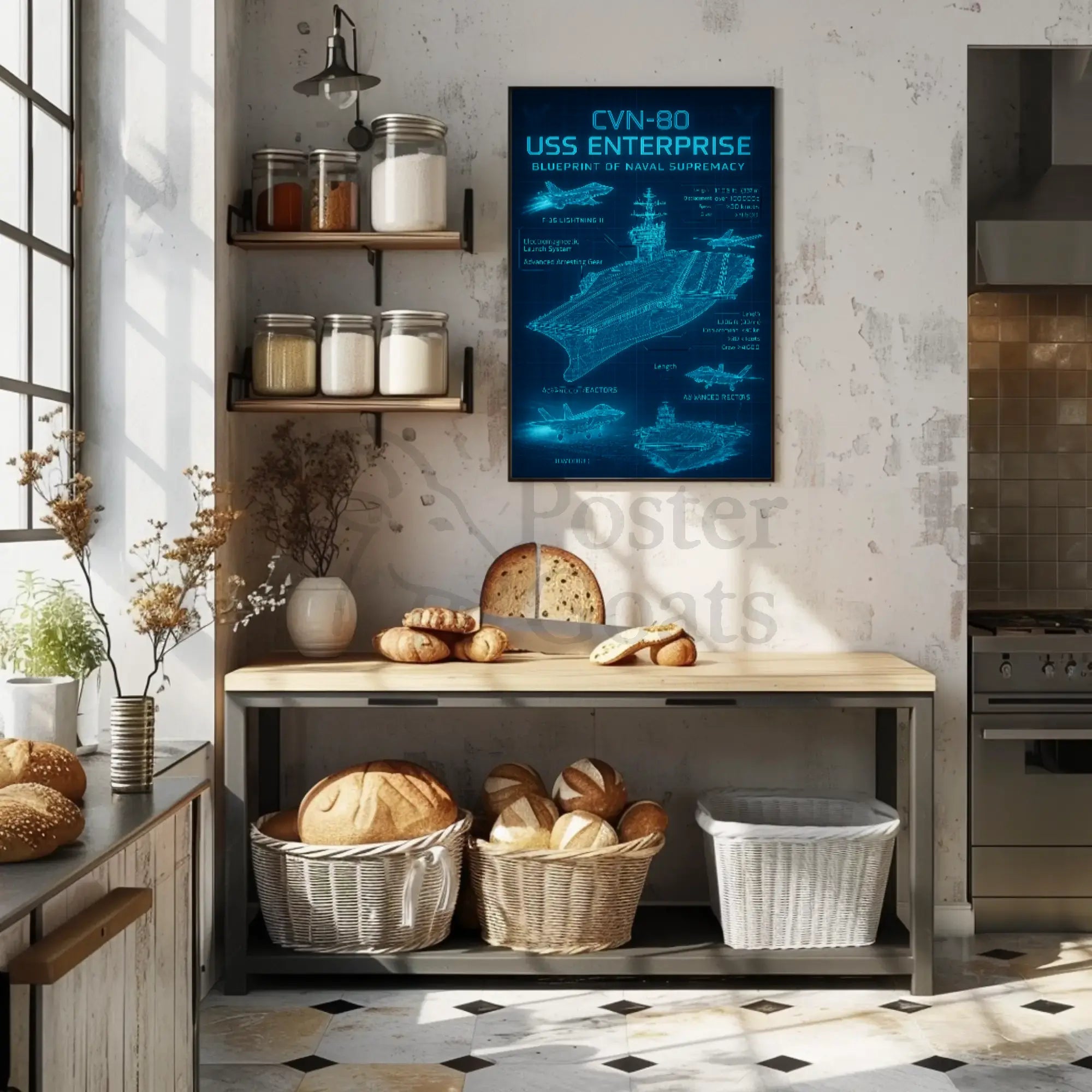 USS Enterprise CVN-80 Blueprint Military Poster PosterGoat
