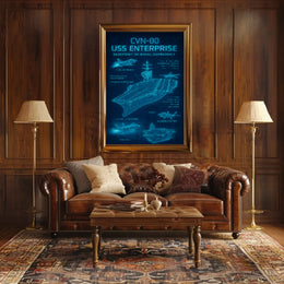 USS Enterprise CVN-80 Blueprint Military Poster PosterGoat