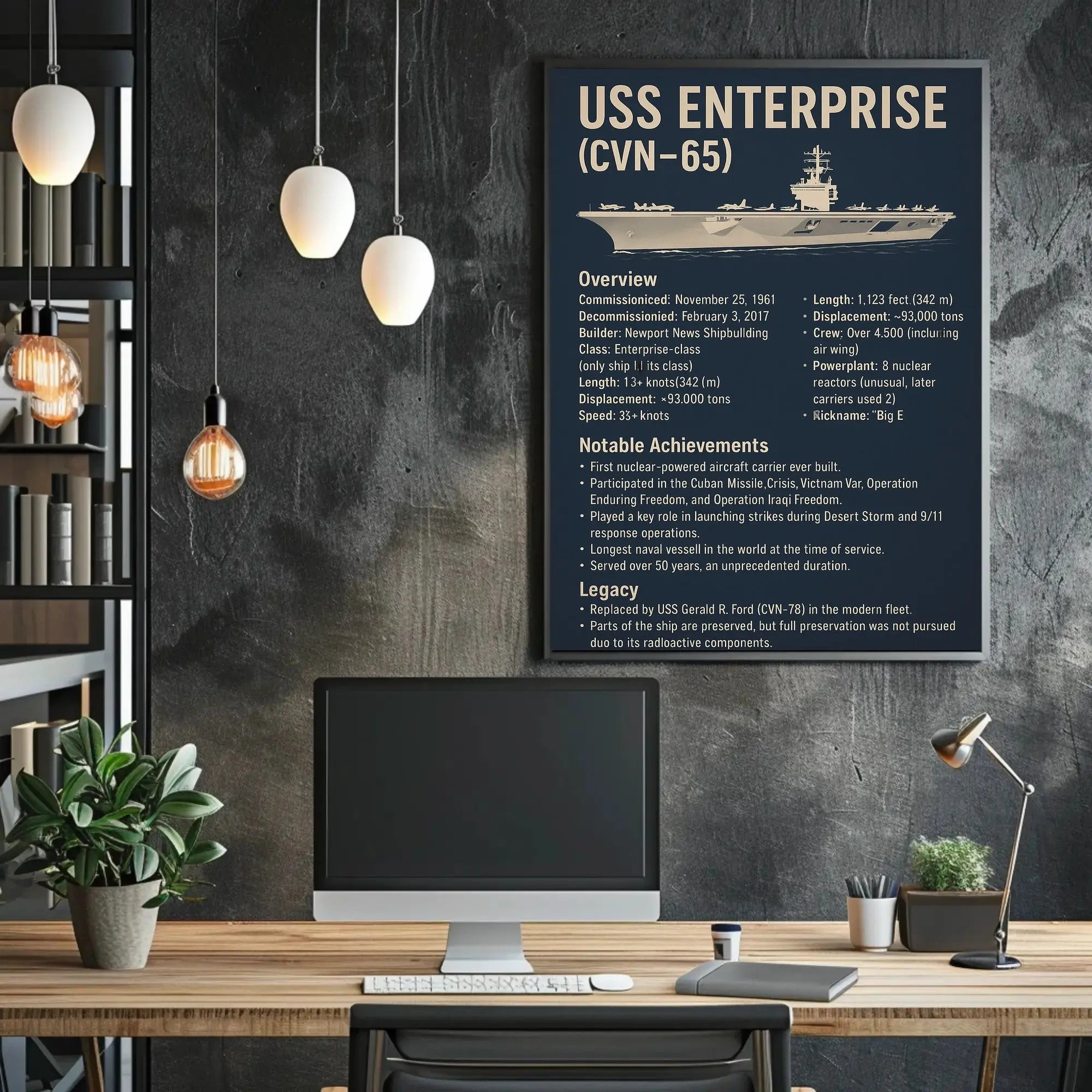 USS Enterprise Historical Legacy Military Poster PosterGoat