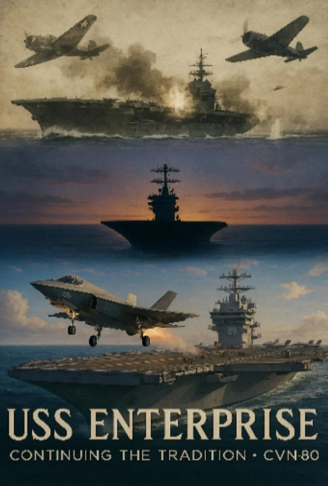 USS Enterprise Legacy Naval Aviation Historical Poster PosterGoat
