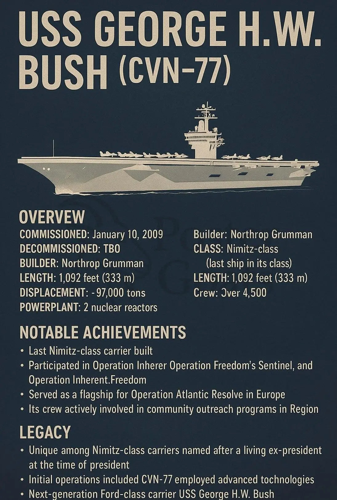USS George H.W. Bush Commissioning Military Poster PosterGoat
